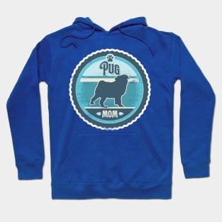 Pug Mom - Distressed Pug Silhouette Hoodie